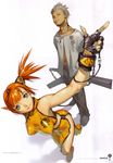  1girl absurdres breasts covered_nipples highres kim_hyung_tae large_breasts orange_hair oxide pointy_ears scan 