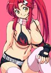  bikini_top breasts gloves huge_breasts kasanui long_hair lowres oekaki ponytail red_hair scarf solo tengen_toppa_gurren_lagann thighhighs yoko_littner 