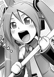  face greyscale ha-ru hatsune_miku long_hair monochrome solo twintails very_long_hair vocaloid 