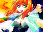  artist_request blonde_hair excel excel_saga fang green_eyes highres solo wallpaper 