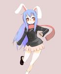  animal_ears bad_id bad_pixiv_id blue_hair bunny_ears oza_watto red_eyes reisen_udongein_inaba scarf skirt solo touhou 