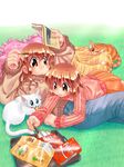  cat multiple_girls original pillow siblings sisters sweater zan_nekotama 