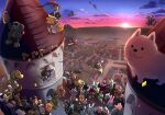  6+boys 6+girls :3 aaron_(undertale) absolutely_everyone aircraft airplane alphys annoying_dog asgore_dreemurr bratty_(undertale) building burgerpants castle catty_(undertale) chara_(undertale) character_request city cityscape cloud confetti dog doggo_(undertale) dummy_(undertale) everyone flowey_(undertale) flying frisk_(undertale) from_above furry furry_female furry_male gerson gradient_sky grillby highres horizon houten_(dre_a_mer) lesser_dog mad_dummy_(undertale) mettaton monster_kid_(undertale) muffet multiple_boys multiple_girls napstablook nice_cream_guy on_roof onionsan outdoors papyrus_(undertale) pink_sky politics_bear royal_guard_01_(undertale) royal_guard_02_(undertale) sans_(undertale) scenery sky snowdin_shopkeeper sun sunset temmie toriel tower undertale undyne vulkin w.d._gaster watchtower 