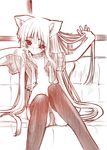  animal_ears cat_ears couch evangeline_a_k_mcdowell flat_chest long_hair mahou_sensei_negima mahou_sensei_negima! no_bra panties senomoto_hisashi thighhighs underwear 