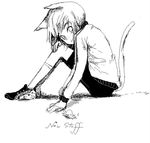  animal_ears cat_ears copyright_request enchi greyscale monochrome mouse sketch solo 