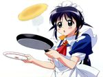  :o andou_mahoro apron bangs blue_hair blush breasts brooch cooking cravat flipping_food food frying_pan green_eyes hair_ribbon holding holding_frying_pan holding_plate jewelry long_hair looking_away low_ponytail mahoromatic maid maid_apron maid_headdress omelet outstretched_hand pancake plate puffy_short_sleeves puffy_sleeves purple_hair red_neckwear ribbon shiny shiny_hair short_sleeves sidelocks simple_background small_breasts solo steam takamura_kazuhiro two_side_up upper_body wallpaper white_apron white_background yellow_ribbon 