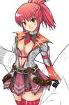  breasts cleavage hermitaur_(armor) large_breasts monster_hunter plesioth_(armor) red_hair skirt solo thighhighs waku zettai_ryouiki 
