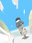  bicycle copyright_request day ground_vehicle ohyo perspective school_uniform sky solo 