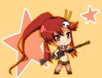  bikini_top chibi gun hair_ornament midriff ponytail red_hair rifle scarf tengen_toppa_gurren-lagann tengen_toppa_gurren_lagann weapon yoko_littner yoko_ritona 