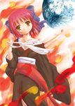  bow flat_chest hair_bow head_tilt japanese_clothes kimono kohaku maid off_shoulder pink_hair q-gaku ribbon short_hair solo tsukihime yellow_eyes 