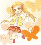  kasugano_urara_(yes!_precure_5) matsuzawa_hajime miniskirt orange_background orange_eyes orange_hair precure skirt socks twintails yes!_precure_5 