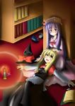  2girls blonde_hair book female hat kirisame_marisa long_hair mouse multiple_girls patchouli_knowledge purple_eyes purple_hair touhou witch witch_hat yellow_eyes 