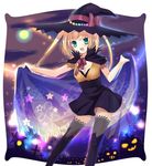  cape halloween hamamo hat original solo thighhighs witch_hat zettai_ryouiki 