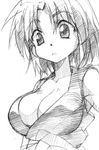  :&lt; breasts cleavage gofu greyscale large_breasts monochrome nagasarete_airantou rin_(nagasarete_airantou) sketch solo traditional_media 