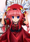  blue_eyes braid collection hat looking_at_viewer lyrical_nanoha magical_girl maho_(yakimorokoshi) mahou_shoujo_lyrical_nanoha_strikers red_hair solo stuffed_animal stuffed_bunny stuffed_toy twin_braids vita 