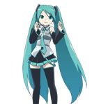  animated animated_gif aqua_neckwear dancing green_hair hatsune_miku kanzaki_hiro long_hair necktie skirt solo thighhighs twintails very_long_hair vocaloid zettai_ryouiki 