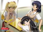  sawachika_eri school_desk school_rumble school_uniform seifuku serafuku suou_mikoto tsukamoto_tenma 