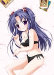  black_bra black_panties bra breasts clannad hair_bobbles hair_ornament ichinose_kotomi lingerie long_hair medium_breasts panties rodori_gesu solo two_side_up underwear underwear_only 