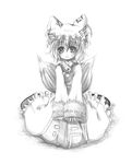  animal_ears fang fox_tail greyscale kurona monochrome sketch solo surcoat tail touhou yakumo_ran 