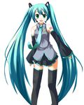  aqua_hair aqua_neckwear hatsune_miku long_hair necktie odayan solo thighhighs twintails very_long_hair vocaloid zettai_ryouiki 