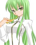  c.c. cc code_geass eating food green_hair pizza 