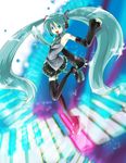  aqua_hair aqua_neckwear hatsune_miku katou_kouki long_hair necktie solo thighhighs twintails very_long_hair vocaloid zettai_ryouiki 