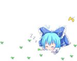  blue_eyes blur_hair bow butterfly cirno touhou 