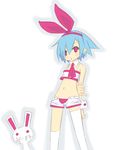  arms_behind_back bad_id bad_pixiv_id blue_hair bow bunny disgaea hair_bow midriff navel necktie nippon_ichi open_fly original panties pink_panties pinky_out pleinair pointy_ears red_eyes short_hair short_shorts shorts simple_background solo tateto thighhighs underwear unzipped usagi-san very_short_hair wing_collar wrist_cuffs 