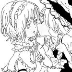  alice_margatroid bad_id bad_pixiv_id capelet closed_eyes frills greyscale hairband hat imminent_kiss kirisame_marisa lowres monochrome multiple_girls oekaki profile short_hair touhou yungta yuri 