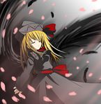  black_wings closed_eyes feathers kazami_ruku lily_black lily_white solo touhou wings 