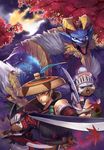  armor cloud feathers felyne hat leaf maple_leaf monster_hunter monster_hunter_portable_3rd moon rathalos_(armor) scar sword weapon yukiusagi1983 yukumo_(armor) zinogre 