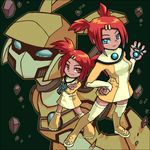  android blue_eyes boots child dark_skin hair_ornament hairclip helmet johnnie key mechanical_arm older red_eyes red_hair robot sari_sumdac short_twintails thighhighs time_paradox transformers transformers_animated twintails 