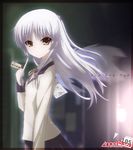  angel_beats! bad_id bad_pixiv_id bullying half_updo jet_yowatari school_uniform silver_hair solo tenshi_(angel_beats!) translated yellow_eyes 