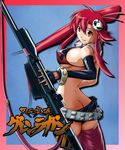  ass bikini_top butt_crack erect_nipples gun hotpants midriff ponytail red_hair short_shorts shorts tengen_toppa_gurren-lagann tengen_toppa_gurren_lagann thighhighs weapon yoko_littner yoko_ritona 