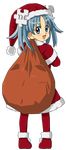  absurdres christmas full_body highres kasuga_(kasuga39) looking_back pantyhose red_legwear sack santa_costume solo standing transparent_background wikipe-tan wikipedia 