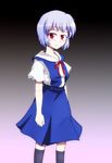  ayanami_rei blue_hair neon_genesis_evangelion pale_skin red_eyes school_uniform short_hair solo yn1982 