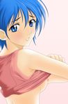  artist_request asahina_suzuka blue_eyes blue_hair breasts medium_breasts shirt_lift short_hair solo suzuka 