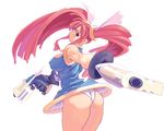  armpits ass blush breasts cleavage covered_nipples curvy dress dual_wielding earrings from_behind gloves gun highres holding jewelry large_breasts long_hair original pink_eyes pink_hair ryoji_(nomura_ryouji) solo star twintails upskirt very_long_hair weapon 