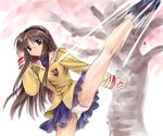  artist_request clannad high_kick hikarizaka_private_high_school_uniform kicking panties sakagami_tomoyo school_uniform skirt skirt_lift solo underwear 