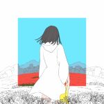  dress guitar highres holding holding_instrument instrument lineart looking_ahead mourning non-web_source red_spider_lily sayuri_(singer) short_hair sketch white_dress 