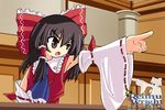  artist_request gyakuten_saiban hakurei_reimu objection parody pointing solo touhou 