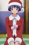  ai_yori_aoshi blue_eyes blue_hair cap christmas hat sakuraba_aoi santa_costume santa_hat screencap short_hair 