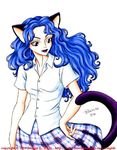  1girl animal_ears bewildered cat_ears catgirl solo tail traditional_media 