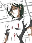  allelujah_haptism blood expressionless gundam gundam_00 looking_at_viewer male_focus ribi shadow shirt short_sleeves silver_hair solo t-shirt upper_body white_shirt 