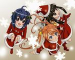  1280x1024 3girls ahoge artist_request bell blue_eyes blue_hair brown_eyes brown_hair christmas hair_ornament hair_ribbon hat kagurazaka_asuna konoe_konoka long_hair mahou_sensei_negima mahou_sensei_negima! mistletoe miyazaki_nodoka multiple_girls orange_hair pink_eyes ribbon santa_hat short_hair snow snowflakes 