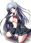  breasts copyright_request kuronezumi medium_breasts no_bra open_clothes open_shirt school_uniform shirt solo 