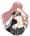  long_hair louise_francoise_le_blanc_de_la_valliere nana_(artist) no_bra open_clothes open_shirt pentacle shirt solo white_background zero_no_tsukaima 