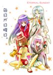  alternate_costume animal_ears bunny_ears gym_uniform houraisan_kaguya inaba_tewi multiple_girls reisen_udongein_inaba sleeves_rolled_up takitarou touhou track_suit yagokoro_eirin 