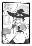  cirno greyscale kirisame_marisa mailbox_(incoming_mail) monochrome multiple_girls tank_(artist) touhou witch 