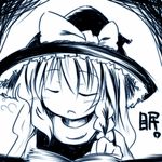  bangs blue kirisame_marisa lowres monochrome solo togashi_yuu touhou 